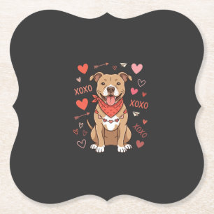 Valentijnsdag Pitbull Hond XOXO Liefde Design Kartonnen Onderzetters
