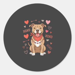 Valentijnsdag Pitbull Hond XOXO Liefde Design Ronde Sticker