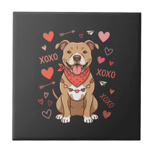 Valentijnsdag Pitbull Hond XOXO Liefde Design Tegeltje