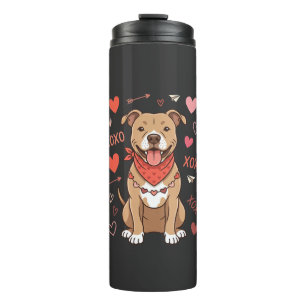 Valentijnsdag Pitbull Hond XOXO Liefde Design Thermosbeker