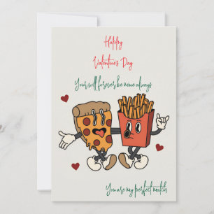 Valentijnsdag "Pizza en frietjes Match"  Feestdagenkaart