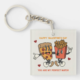 Valentijnsdag "Pizza en gefrituurde aardappelen Ma Sleutelhanger