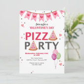 Valentijnsdag Pizza Feest Uitnodiging (Staand voorkant)