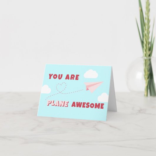 Valentijnsdag Plane Geweldige Gevouwen Nota Kaart (Voorkant)