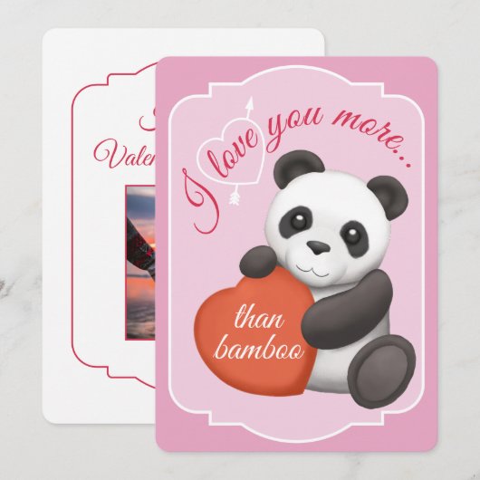 Valentijnsdag Plat Kaart Cute Panda (Voorkant / Achterkant)