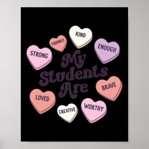 Valentijnsdag positieve bevestigingen Snoep harten Poster