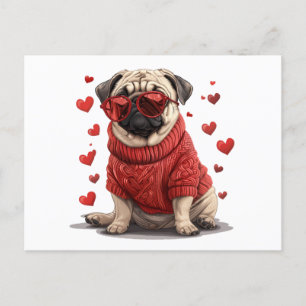 Valentijnsdag Pug Dog Briefkaart