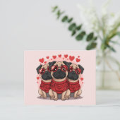 Valentijnsdag Pug Dogs Briefkaart (Staand voorkant)