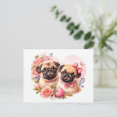 Valentijnsdag Pugs Briefkaart (Staand voorkant)