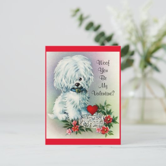 Valentijnsdag puppy Feestdagenkaart (Staand voorkant)