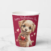 Valentijnsdag Puppymand Rode Hart Snoep Papieren Bekers (Achterkant)