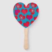 Valentijnsdag Red Aqua Hearts Handwaaier (Voorkant)