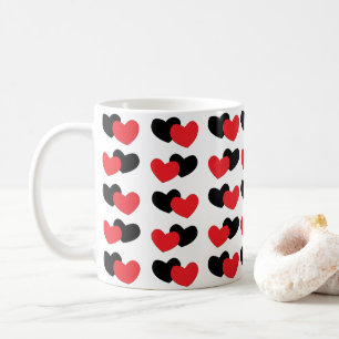 Valentijnsdag Red Black Hearts Koffiemok