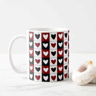 Valentijnsdag Red Black White Hearts Pattern Koffiemok