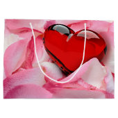 Valentijnsdag Red Glass Heart Roos Petals Groot Cadeauzakje (Achterkant)