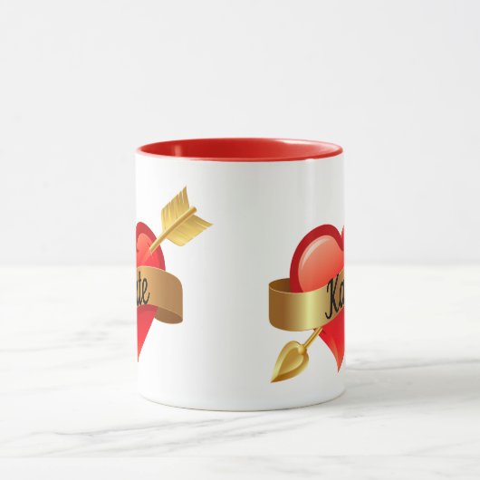 Valentijnsdag Red Heart Aangepaste naam Mok Cup Te (Midden)