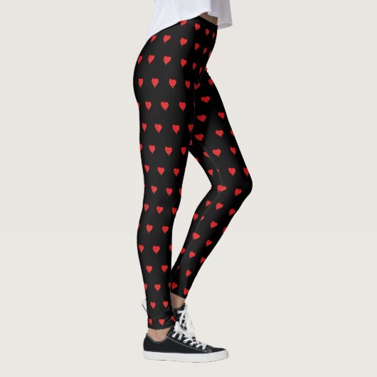 Valentijnsdag Red Heart Black Leggings (Rechts)