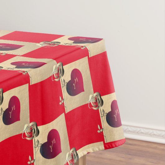 Valentijnsdag Red Heart en Roos Tablecloth Tafelkleed (Voorbeeld)