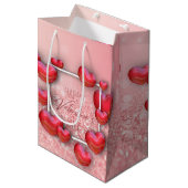 Valentijnsdag Red Heart Glitter Medium Gift Bag Medium Cadeauzakje (Voorkant Gekanteld)