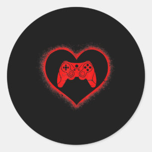 Valentijnsdag Red Heart Video Game Fun Love Gamer Ronde Sticker