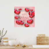 Valentijnsdag Red Hearts Glitter Poster Print (Keuken)