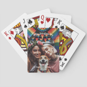 Valentijnsdag   Red Hearts lesbische aangepaste fo Pokerkaarten