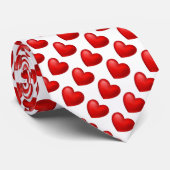 Valentijnsdag Red Hearts Man Stropdas (Opgerold)