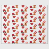 Valentijnsdag Red Hearts Teddy Bear Craft Cadeaupapier (Vlak)