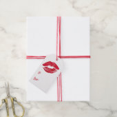 Valentijnsdag Red Kiss Lip Print van en naar Cadeaulabel (Met Touw)