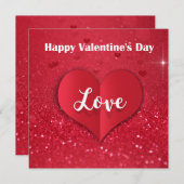 Valentijnsdag Red Paper Heart Glitter - Kaart (Voorkant / Achterkant)