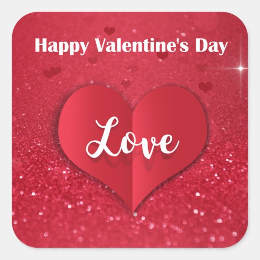 Valentijnsdag Red Paper Heart Glitter - Sticker (Voorkant)
