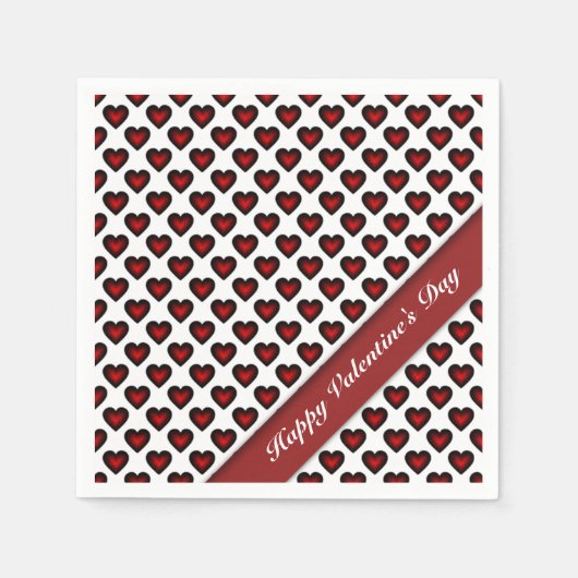 Valentijnsdag Red & White Heart Pattern Napkins Servetten (Voorkant)