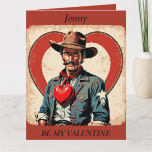 VALENTIJNSDAG Retro Cowboy bewerkbare Kaart