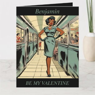 VALENTIJNSDAG Retro jaren 50 bewerkbare vouwkaart Kaart