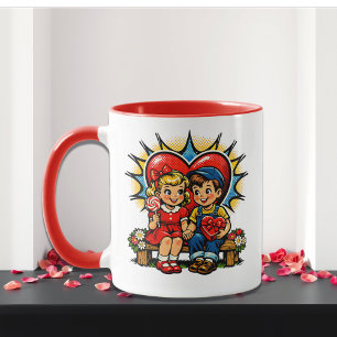 Valentijnsdag   Retro Pop Art Persoonlijk Mok