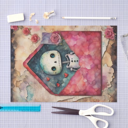 Valentijnsdag Robot Decoupage Papier (Craft)