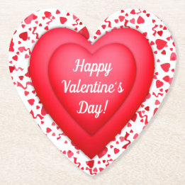 Valentijnsdag Rode Confetti Hart Gepersonaliseerd Kartonnen Onderzetters