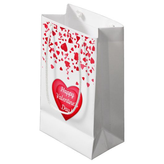Valentijnsdag Rode Confetti Harten Cadeauzakjes Klein Cadeauzakje (Voorkant Gekanteld)