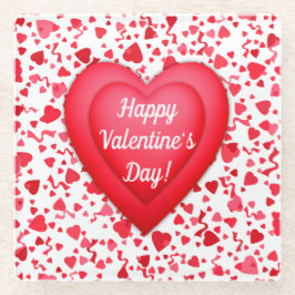 Valentijnsdag rode Confetti harten patroon Glazen Onderzetter