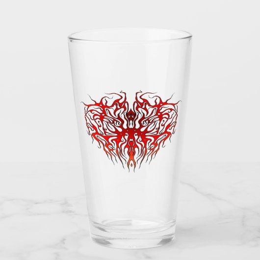 Valentijnsdag Rode Hart Tribal Tattoo Glas (Voorkant)