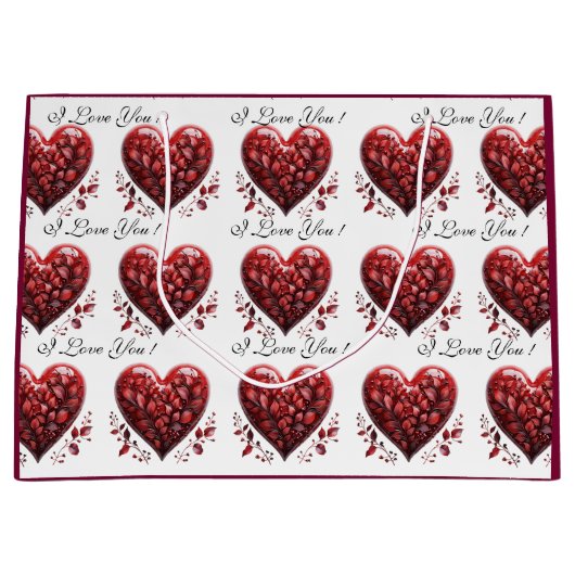 Valentijnsdag Rode Harten Ik Hou van Jou Groot Cadeauzakje (Voorkant)