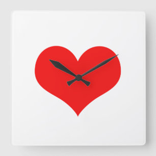 Valentijnsdag rode hartslag — witte, aangepaste ca vierkante klok