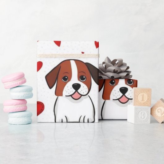 Valentijnsdag rode hondenharten inpakpapier (Baby Shower)