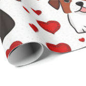 Valentijnsdag rode hondenharten inpakpapier (Rol Hoek)
