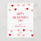 Valentijnsdag Rode Roze Harten Handgeschreven Schr Feestdagenkaart (Voorkant)