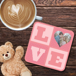 Valentijnsdag romantisch roze liefde hart foto bier onderzetter