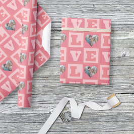 Valentijnsdag romantisch roze liefde hart foto cadeaupapier