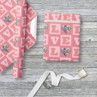 Valentijnsdag romantisch roze liefde hart foto cadeaupapier