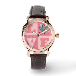 Valentijnsdag romantisch roze liefde hart foto horloge