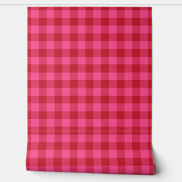Valentijnsdag Rood en Roze Gingham Karo Behang
